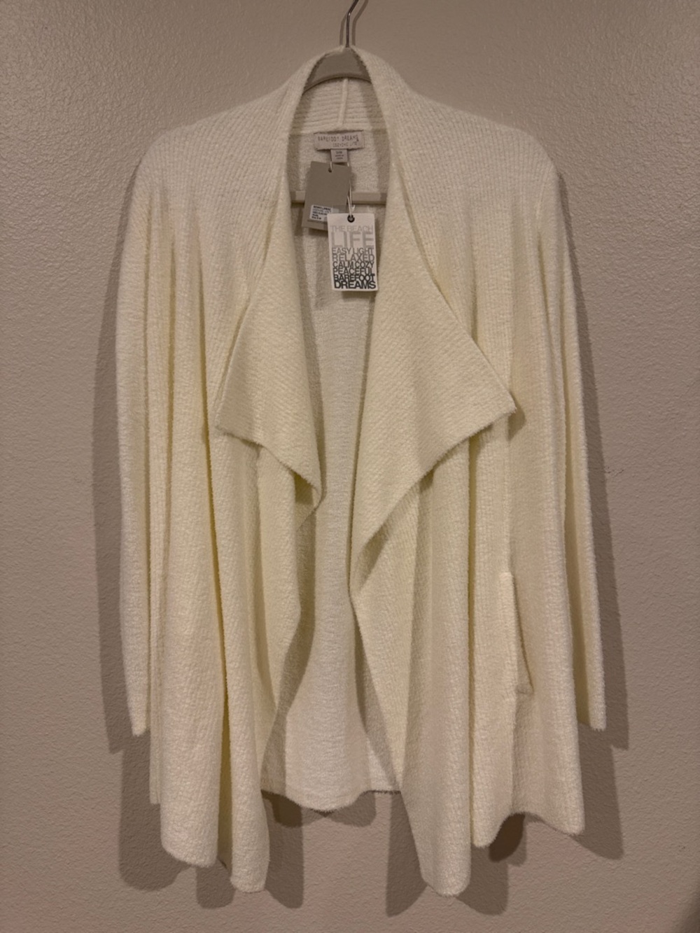 Barefoot Dreams Ivory Cascade Open-Front Draped Robe